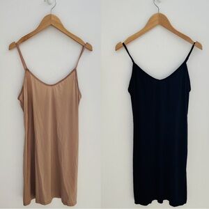 H&M | 2 Slip Dresses in Beige & Black Size Medium